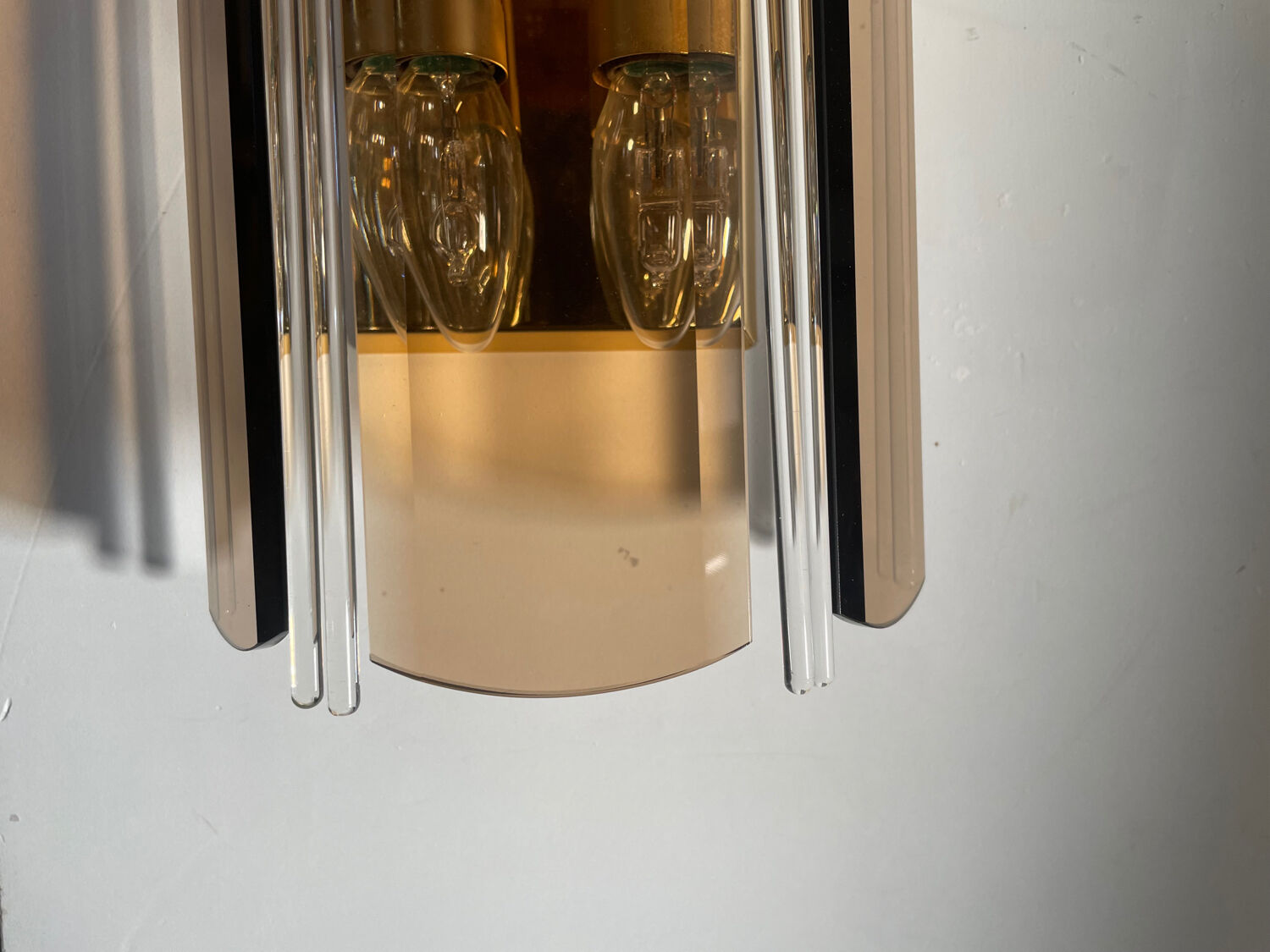Pair of Italian smoked glass wall lights 1970