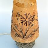 Granite lamp with triskell grave lampshade resin inclusion flowers 1960