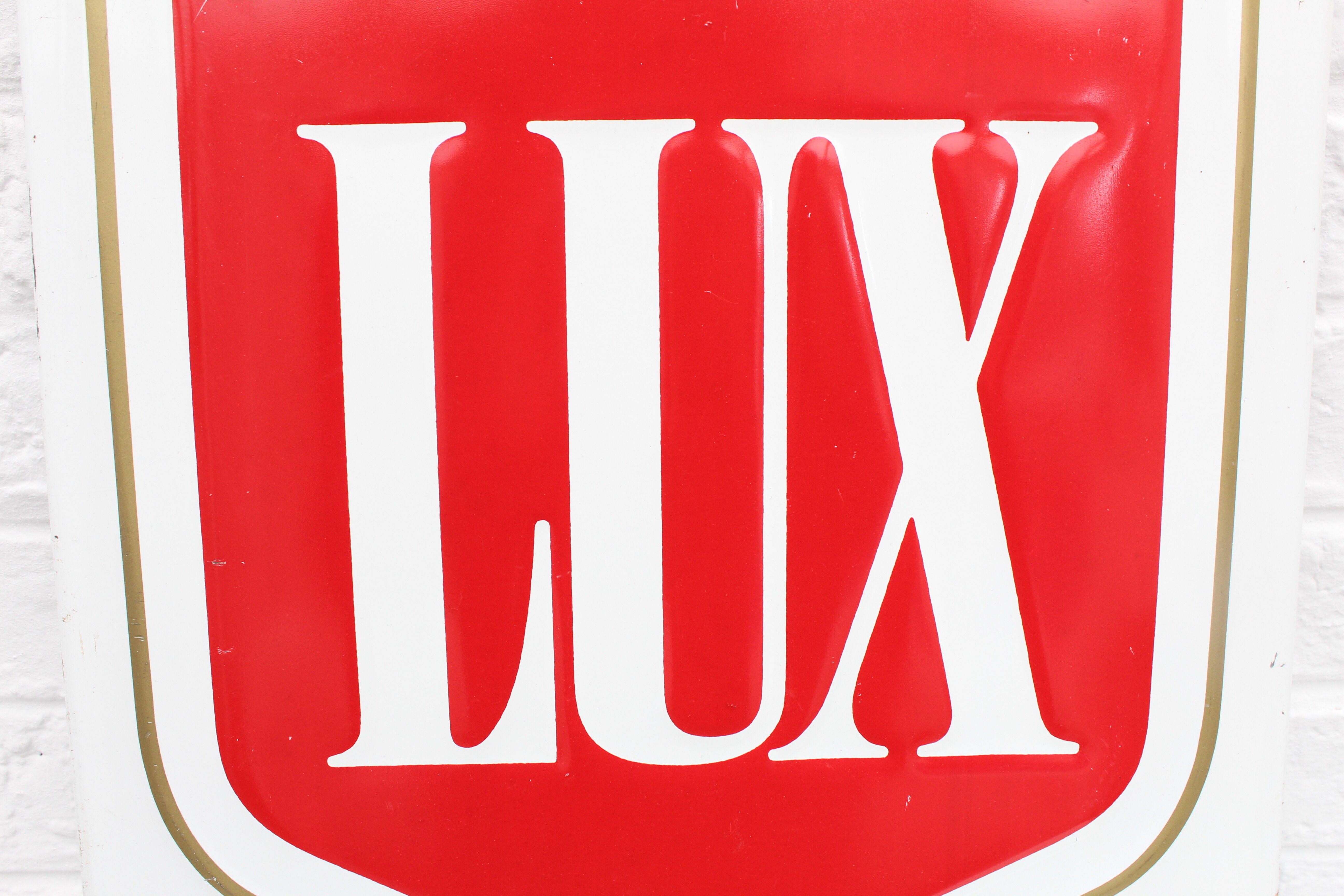 Large vintage German advertising metal sign, Lux cigarette