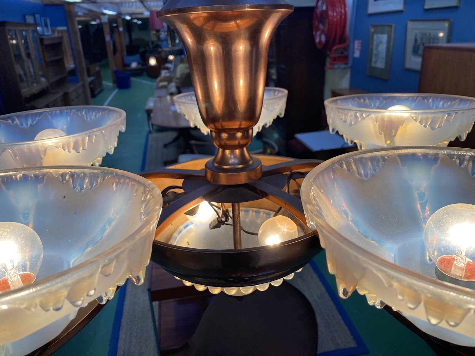 1940s brass chandelier