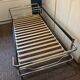 Vintage Black Leather and Chrome Sofa