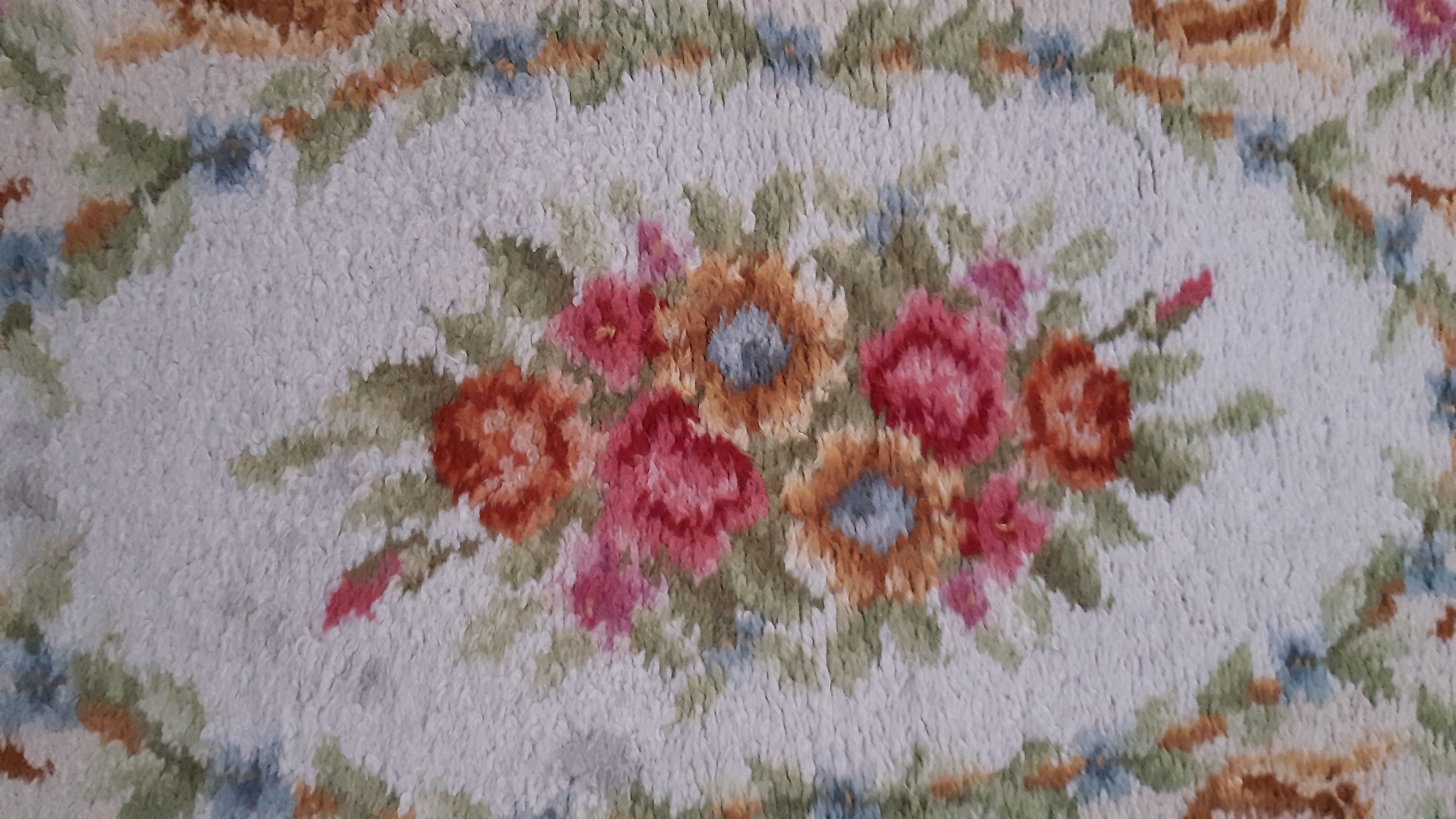 Pair of vintage carpets wool floral décor 137x68cm