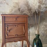 Bedside table Louis XV of the 1930s in walnut and marble top