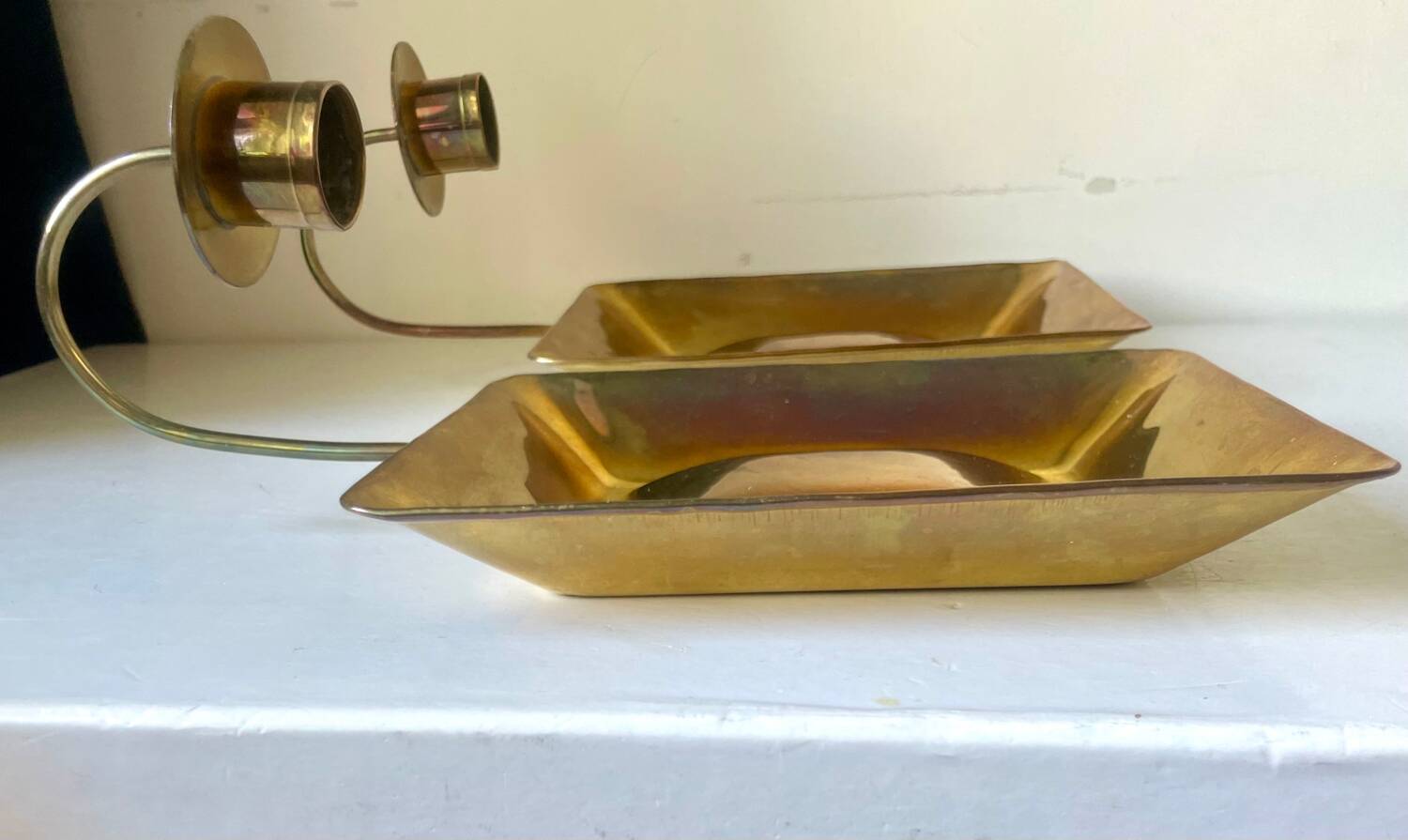 Pair Vintage Brass Wall Candle holder  Sconce  height 24 cm