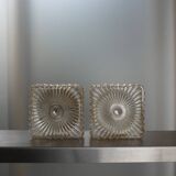 Set of 2 molded glass ceiling lights, 70s.