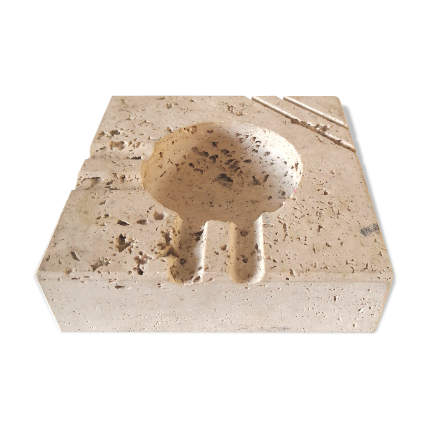 Cendrier en travertin design Cerri Nestore design années 60 - 70