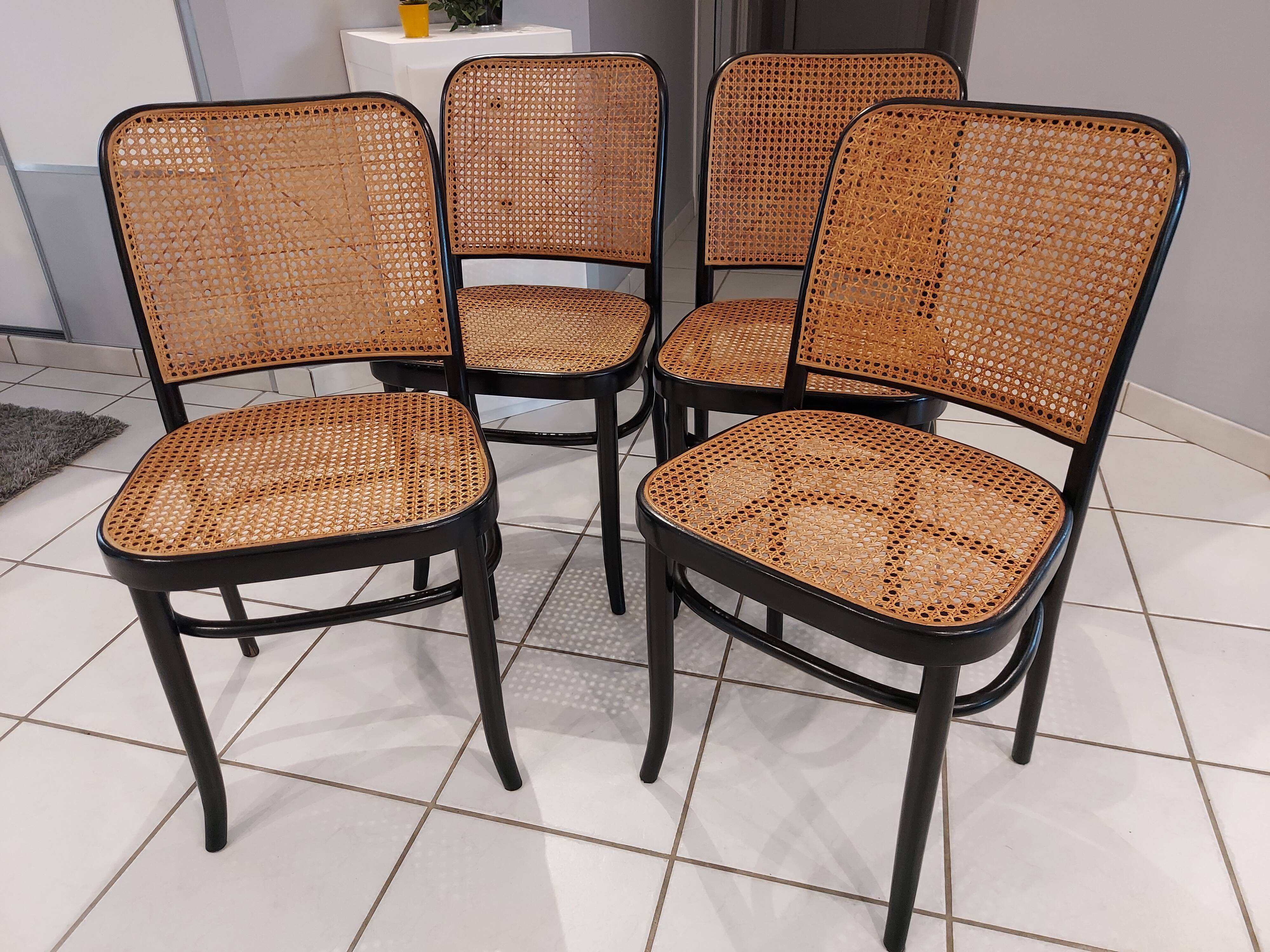 Suite of 4 chairs by Joseph Hoffmann vintage 1970s