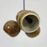 3-light chandelier with glazed sandstone balls. 50s-60s Italy