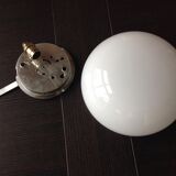 Half moon ceiling lamp in vintage white opaline 60s-70s