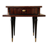 Table d'appoint années 50 en bois et placage strié