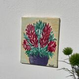 Still life bouquet of flowers painting on canvas signed Morent