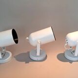 3 white lacquered metal wall lights from the 1970s.