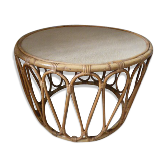Table basse rotin 1970