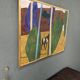 Mid-Century Modern "Modernist Cow" Swedish Vintage Landscape Oil Painting by Ture Fabianssonb