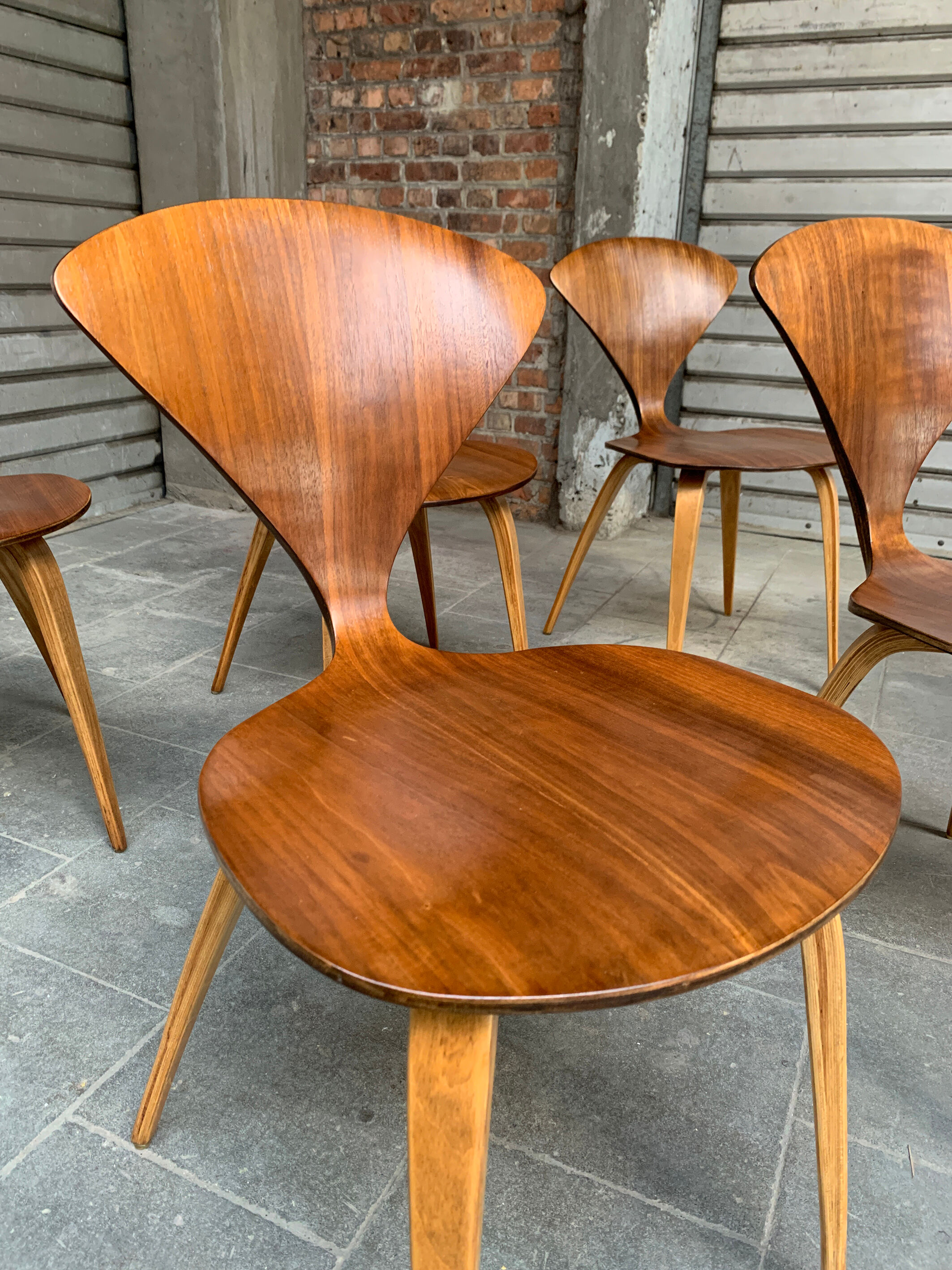 Series of 6 Norman Cherner chairs for Plycraft USA in teak, 1960s