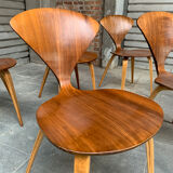 Series of 6 Norman Cherner chairs for Plycraft USA in teak, 1960s