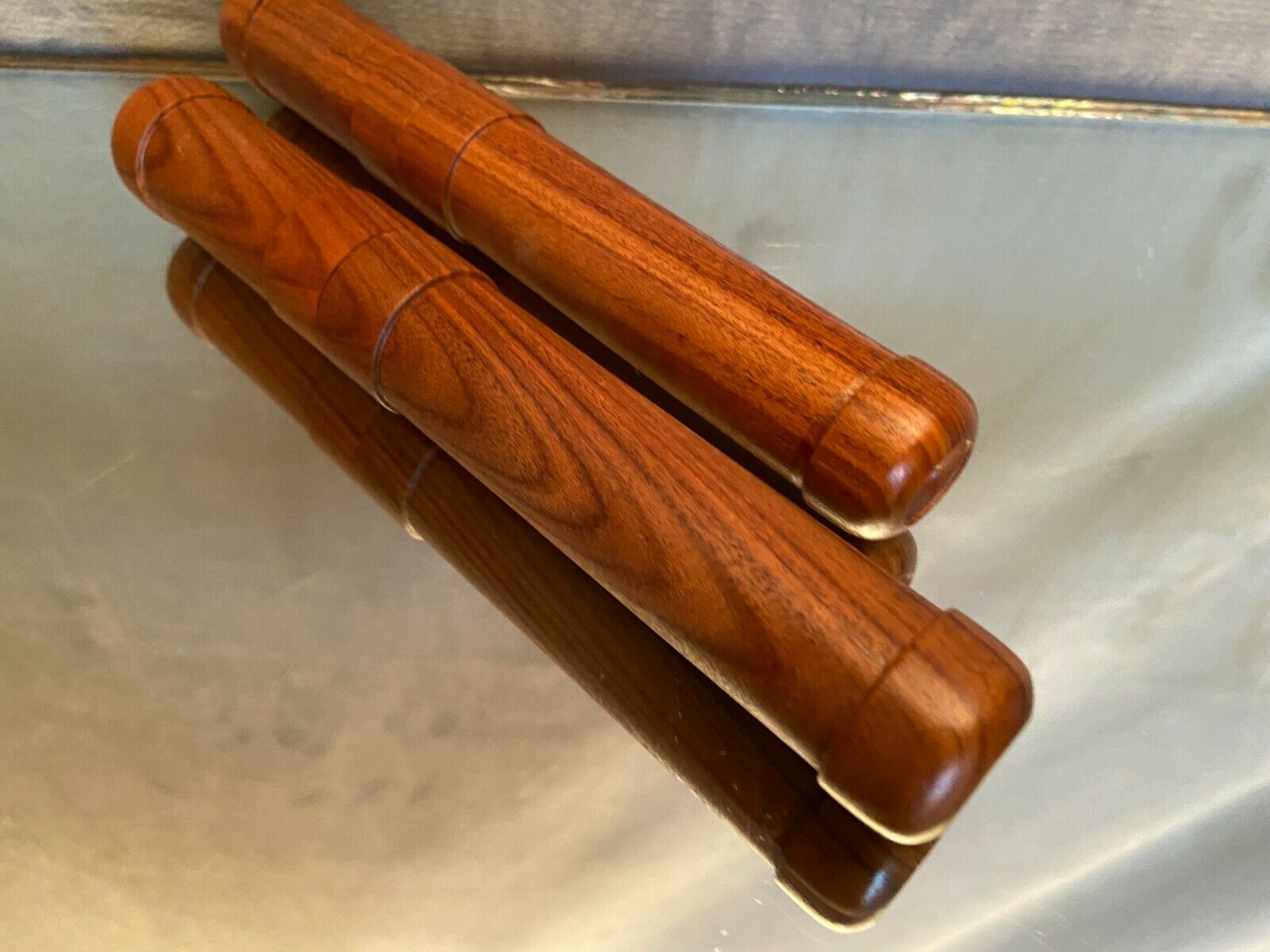 Pair of Havana cigar cases made of solid exotic wood