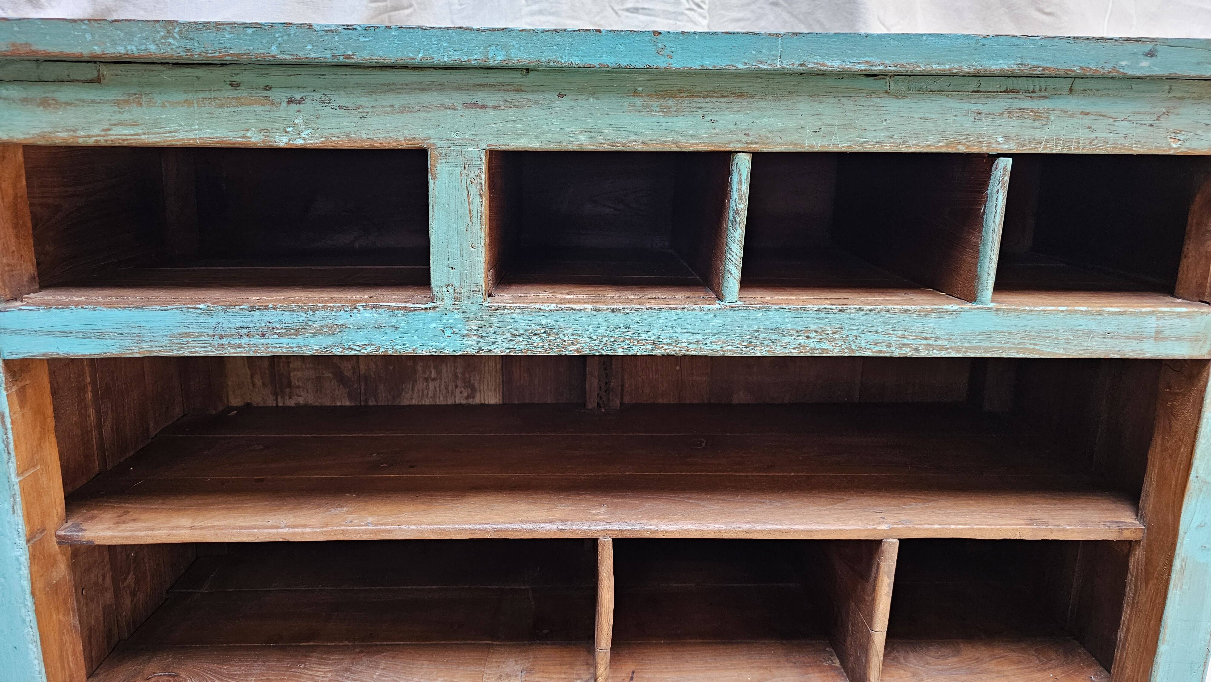 Old merchant's counter in Burmese teak.