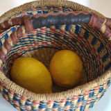 Vintage basket with leather handle