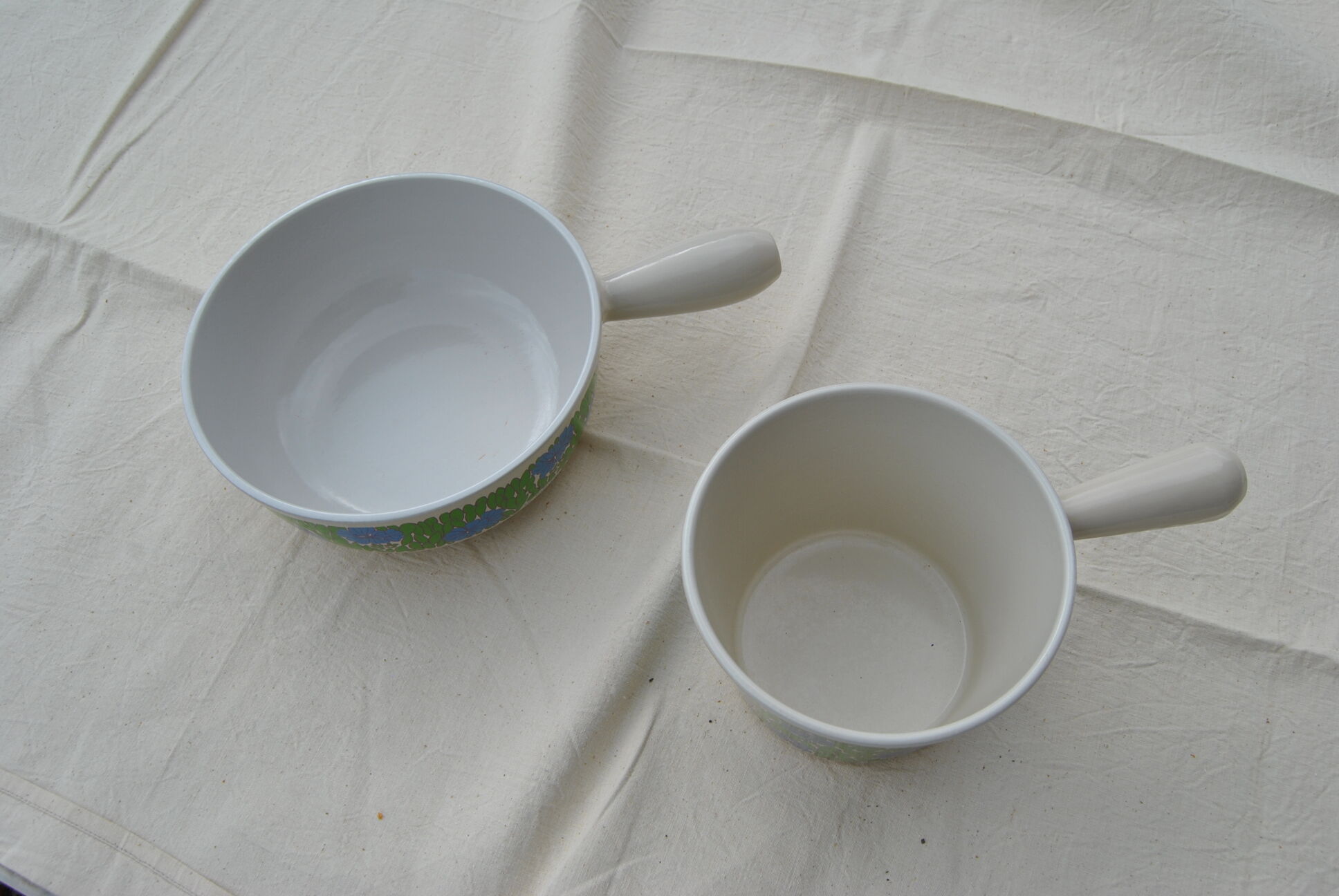 Set of 2 pans Le Creuset blue/green pattern 70s