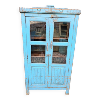 Ancien vaisselier Art déco en teck birman