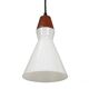 Teak / opaline glass pendant lamp / mid-century Danish modern design / 1960s