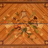 Transitional style commode in marquetry