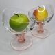 Pair of standing glass cups, 16 cm, pink