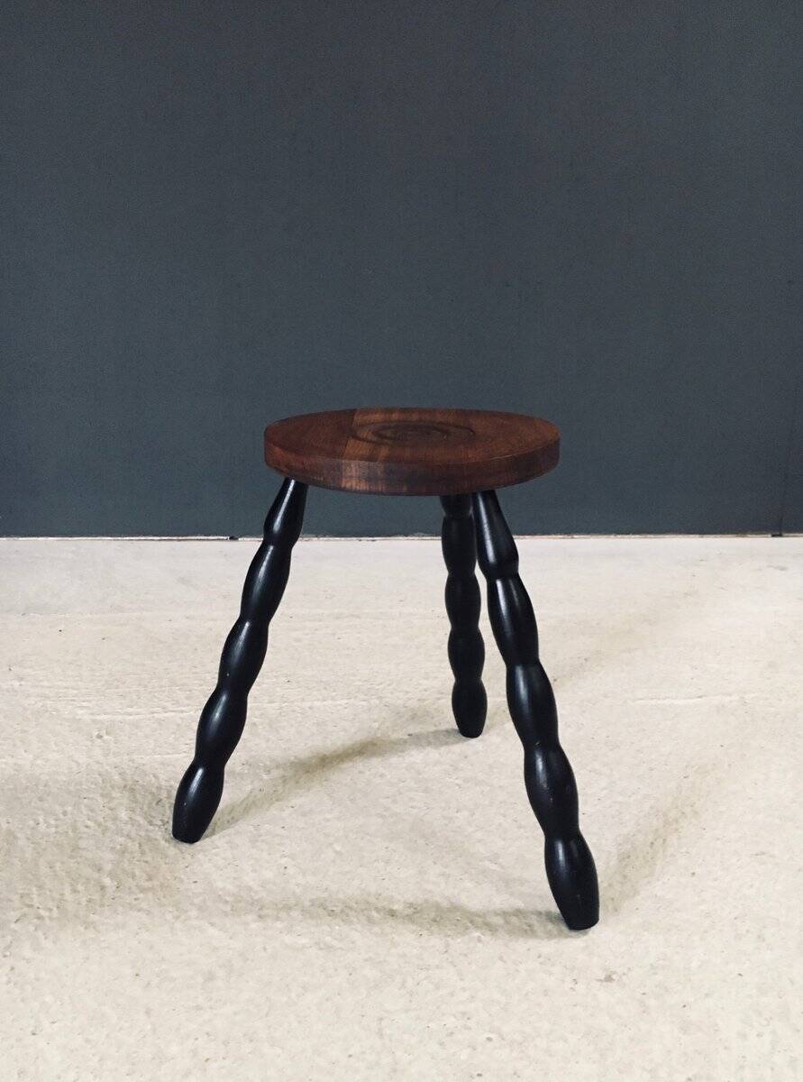 French Bobbin Tripod Stool, 1940s