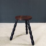French Bobbin Tripod Stool, 1940s