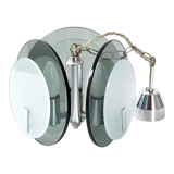 Pendant lamp vintga space age glass & chrome