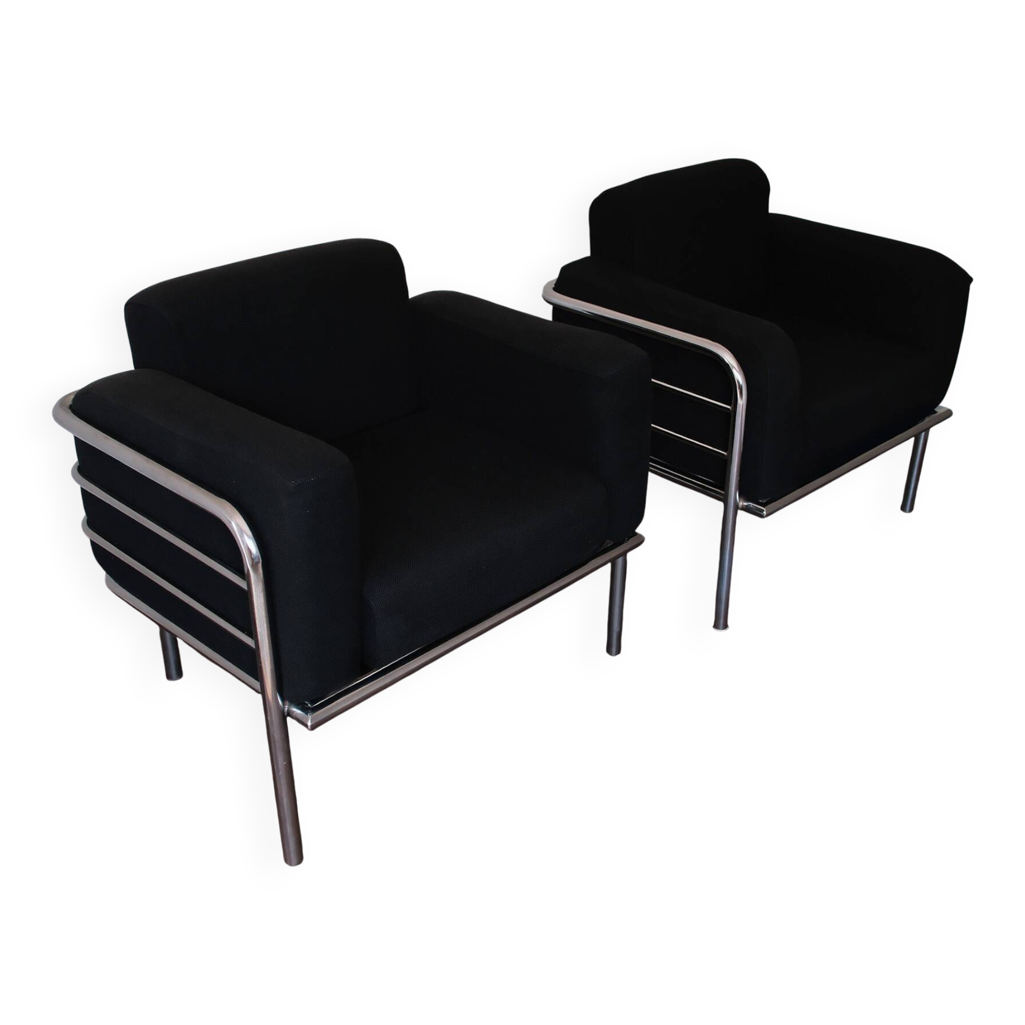 Paire de fauteuils en tissu – design moderniste, circa 1970-80