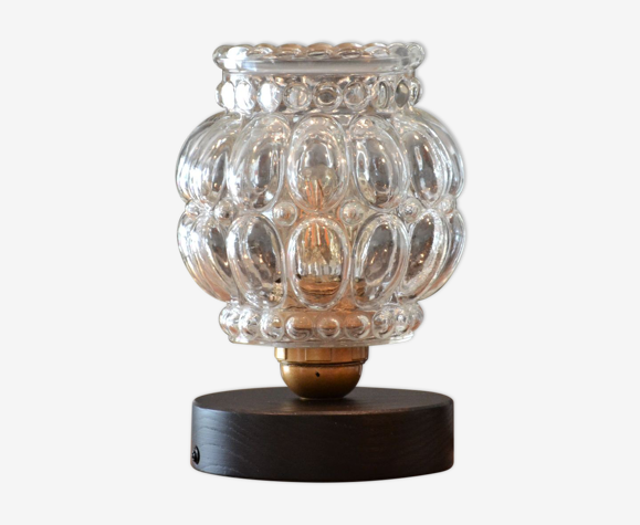 Lampe à poser globe en verre transparent motif bulles