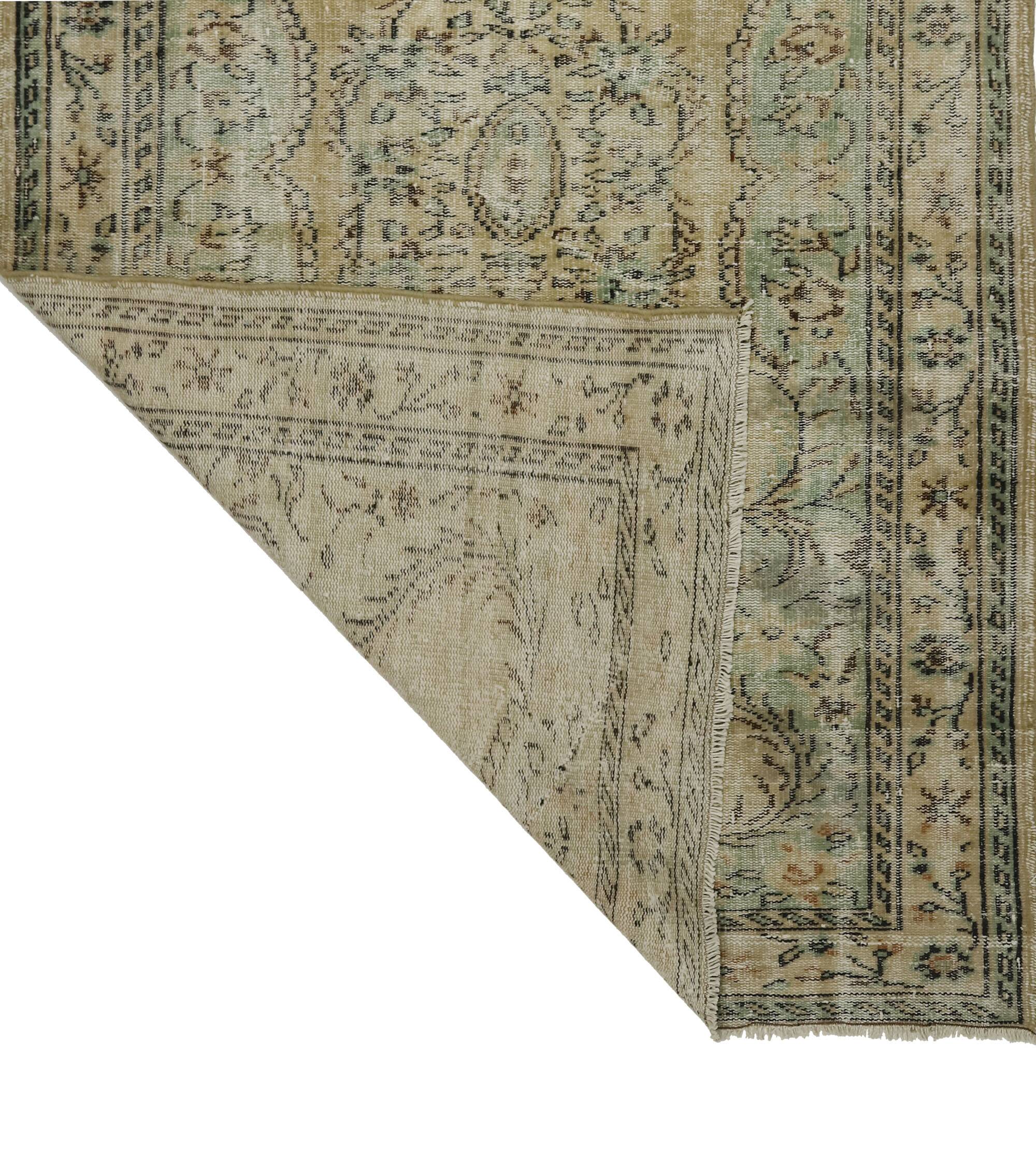 Turkish Anatolian Handmade Vintage Area Rug 253 cm x 158 cm