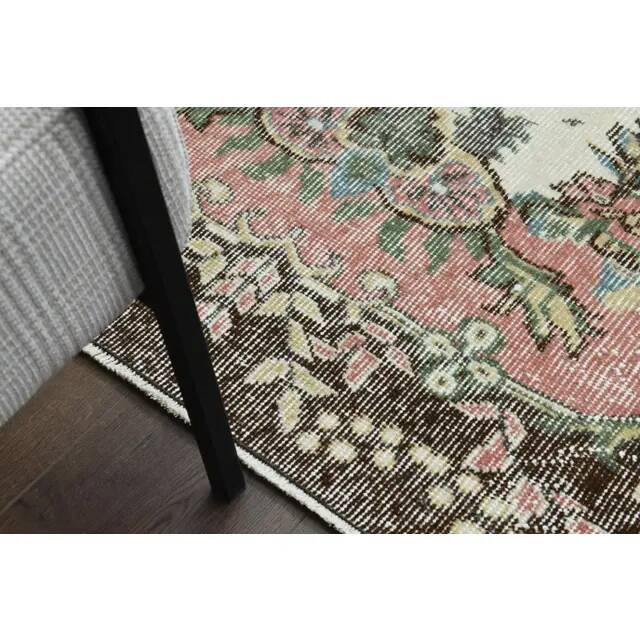 1970s Vintage Turkish Oushak Handmade Wool Cotton Beige Area Rug 179x311