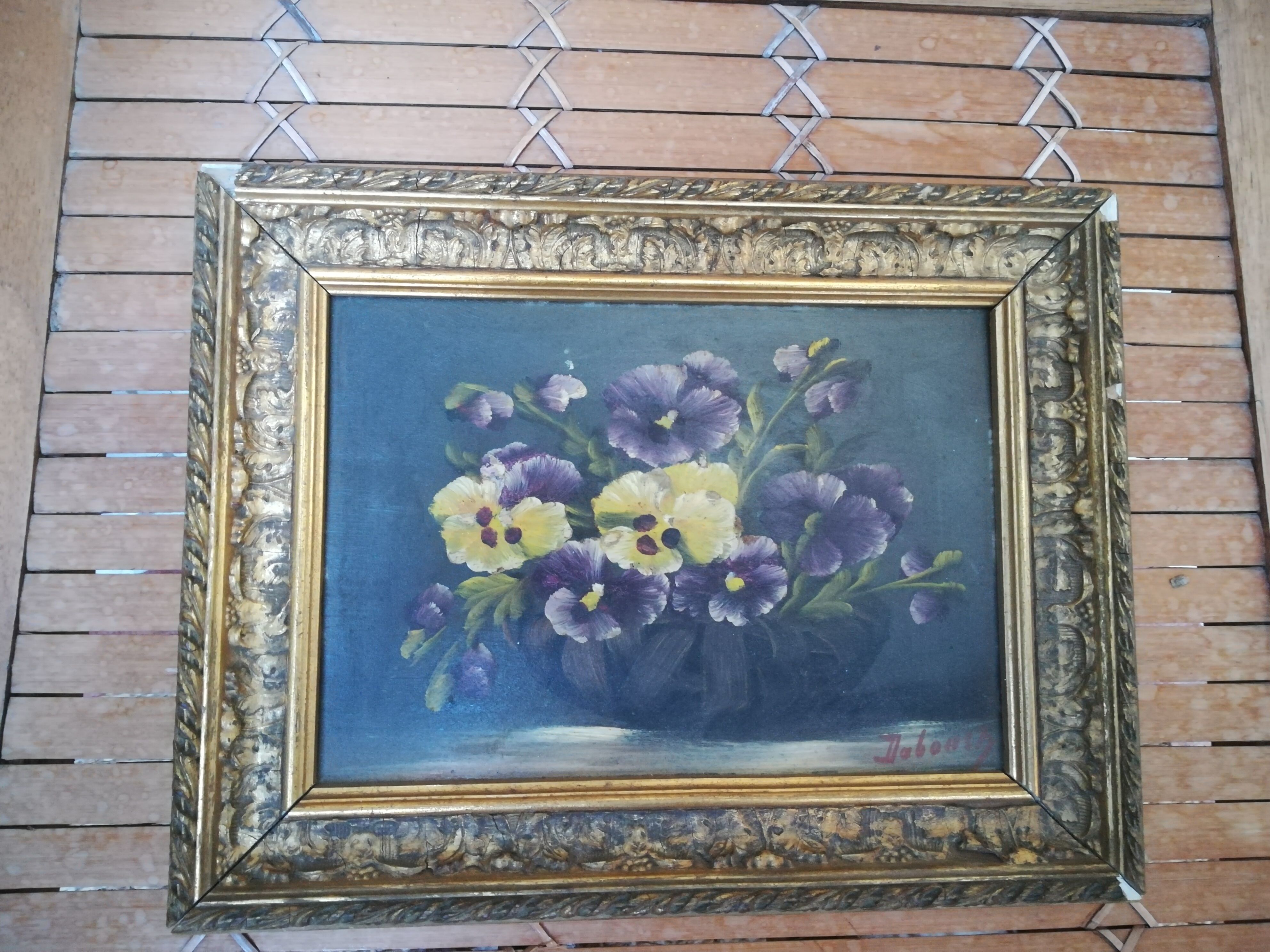 Old table with flowers