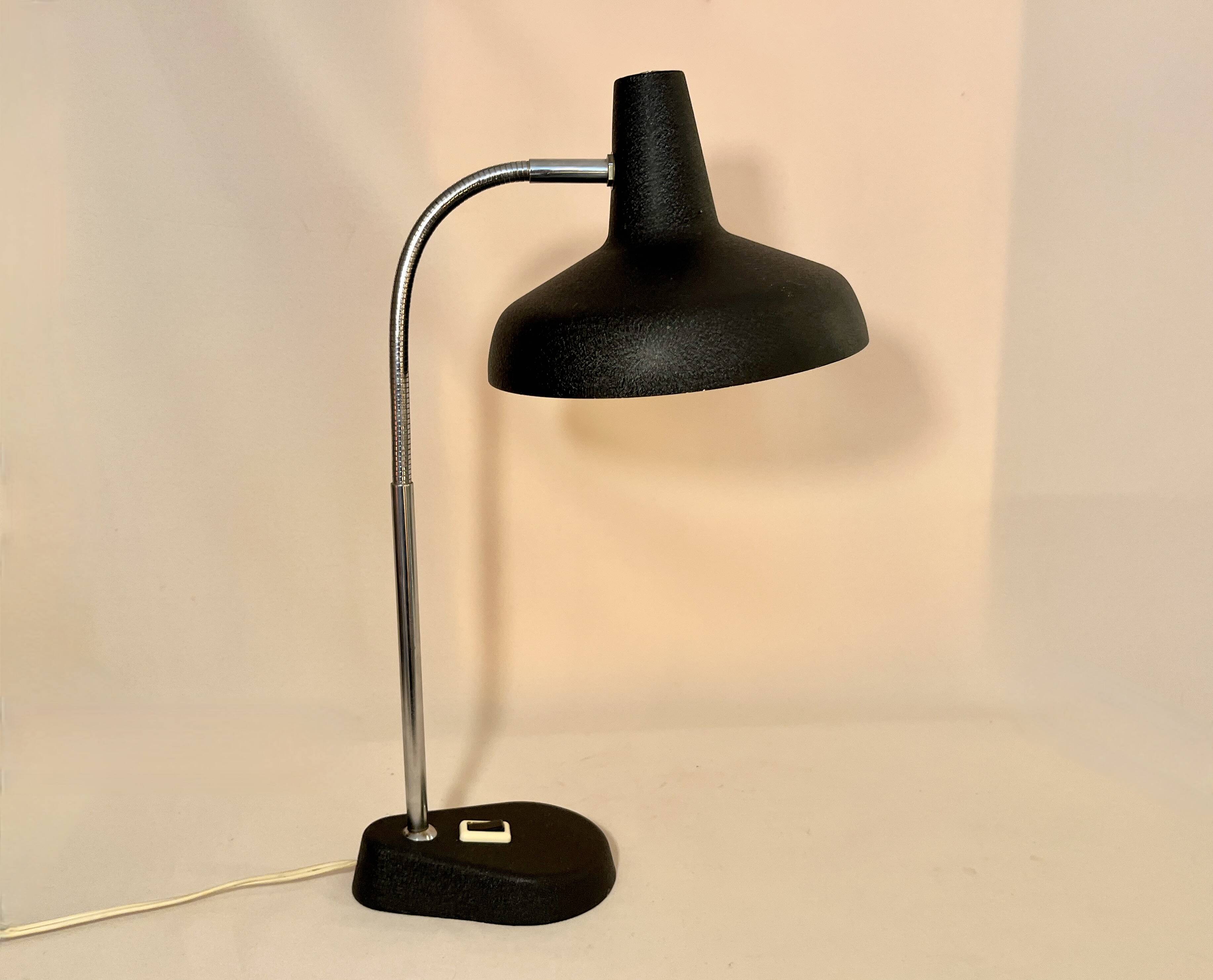 Vintage flexible black alunimor desk lamp 1950 1960