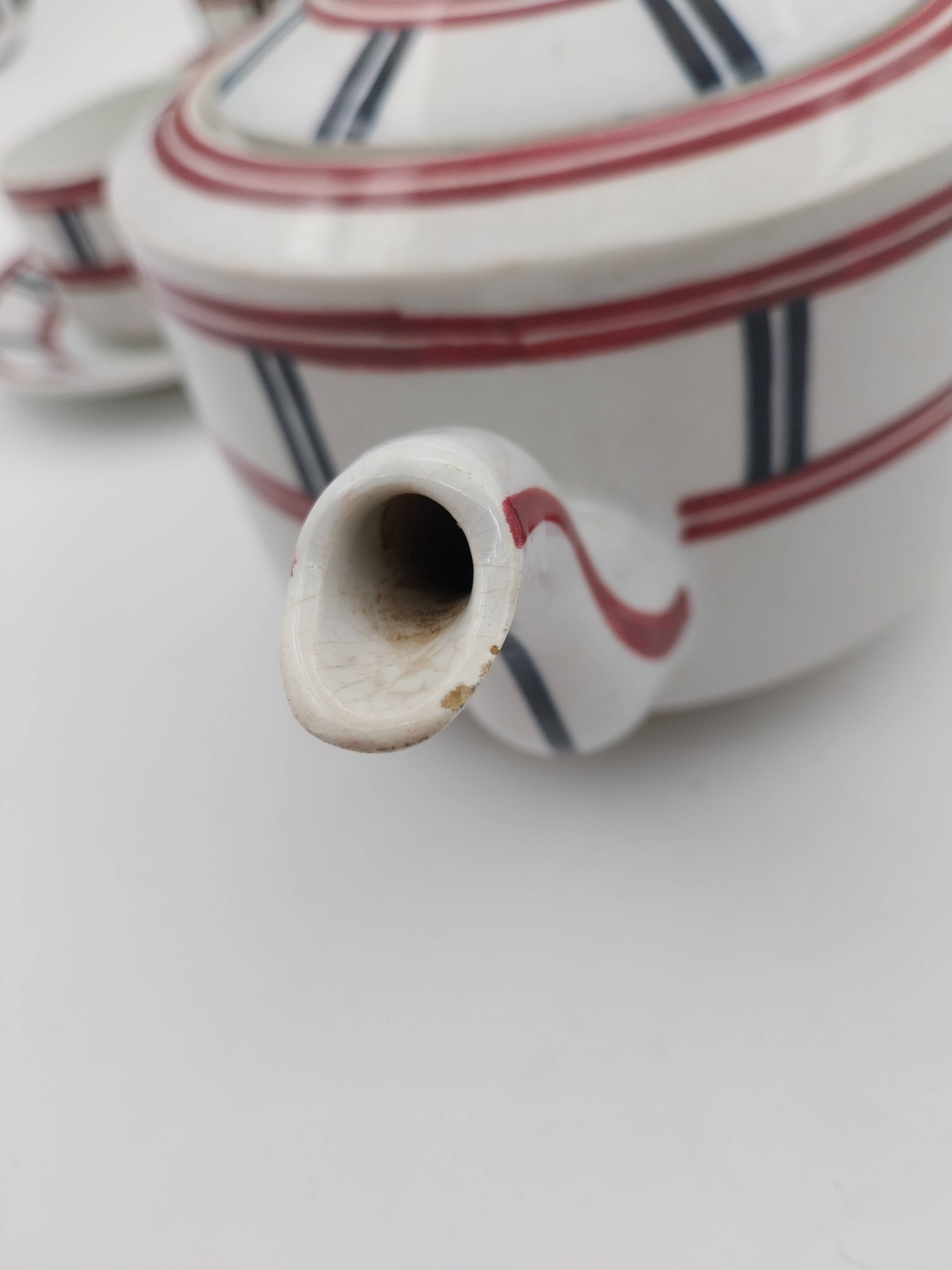 Service Basque théière 5 tasses et 5 soucoupes