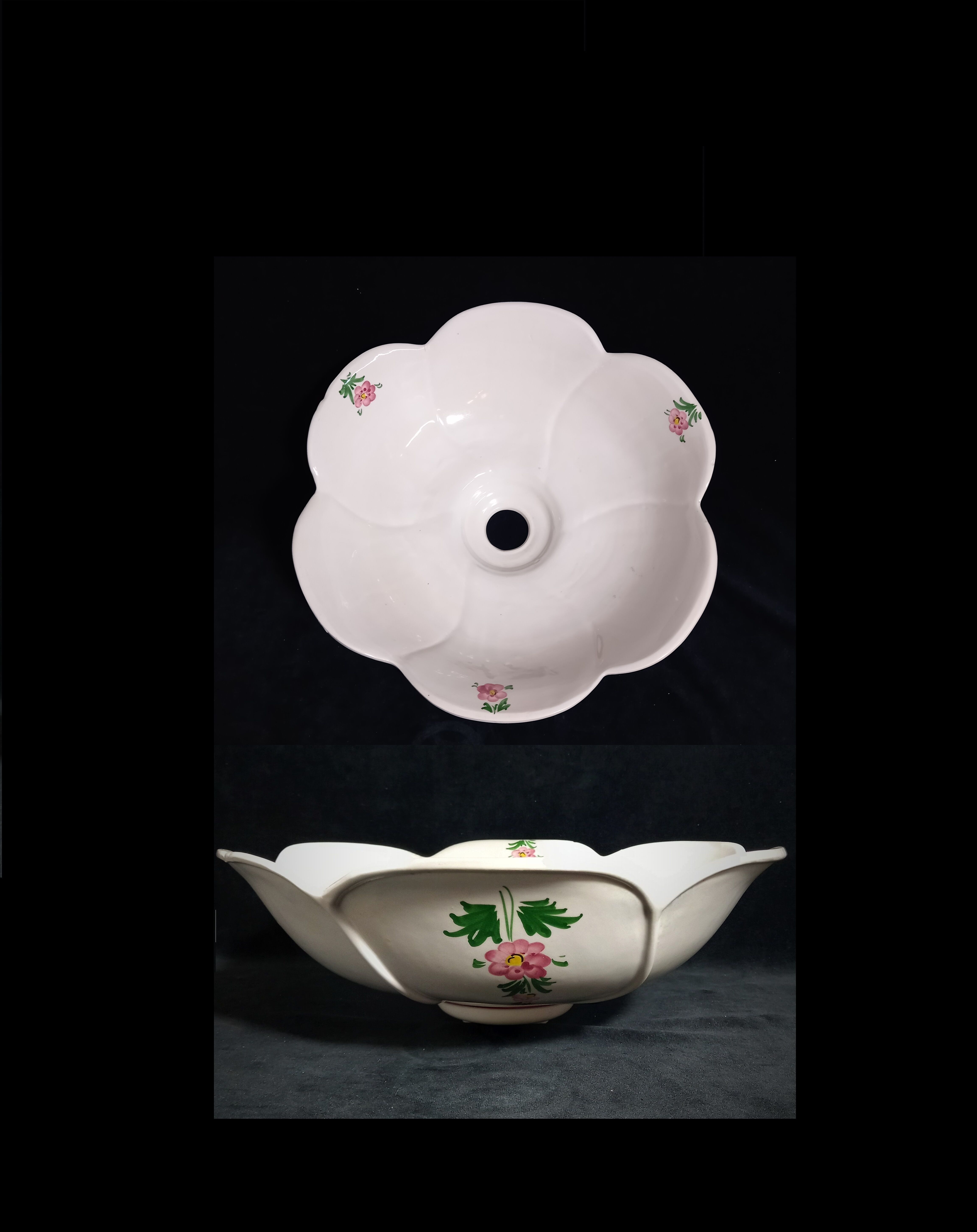 Washbasin with hand-painted floral decor