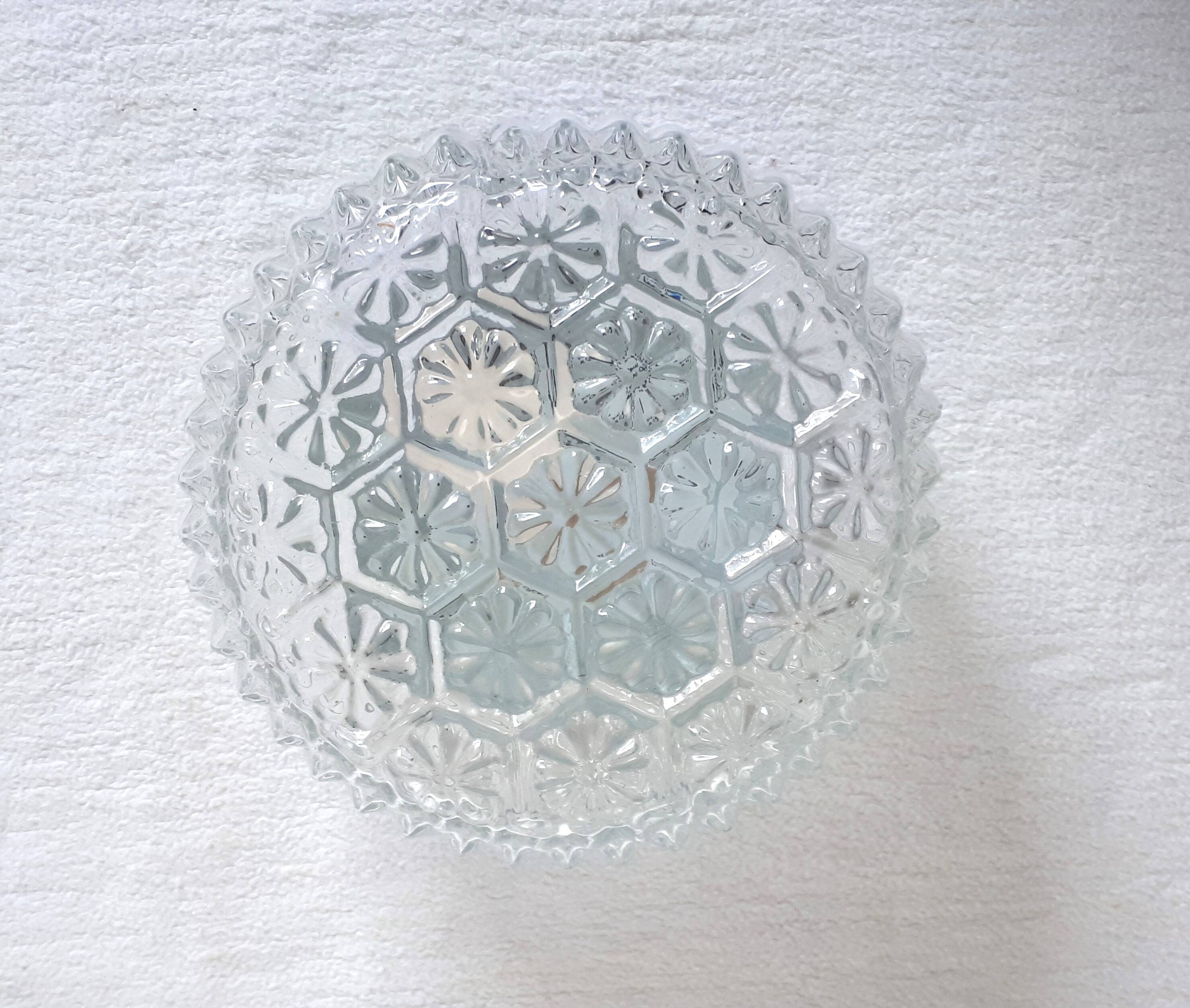 Retro 1970s ceiling/wall light in Flower Power design, worm cabochons