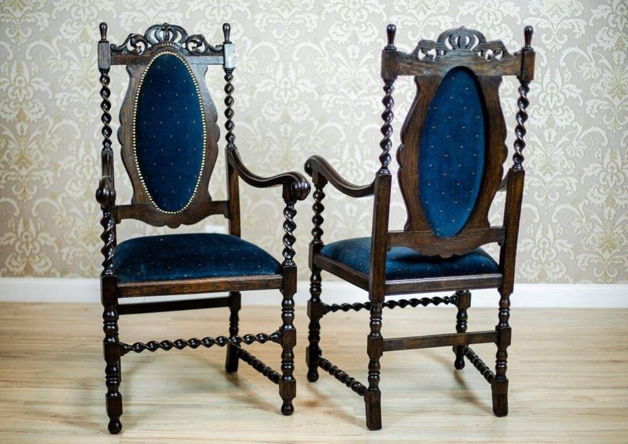 Antique Eclectic Carved Armchairs, 1890s