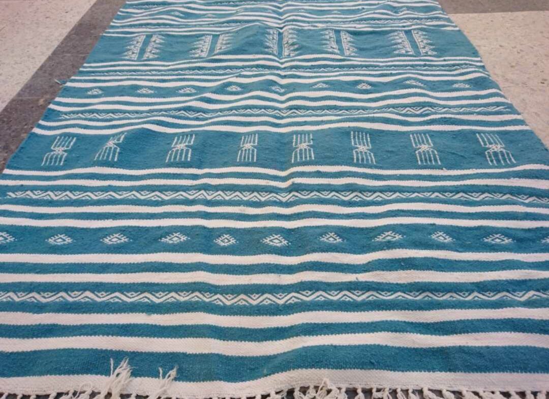 Carpet blue berber kilim made by hand 200x115cm