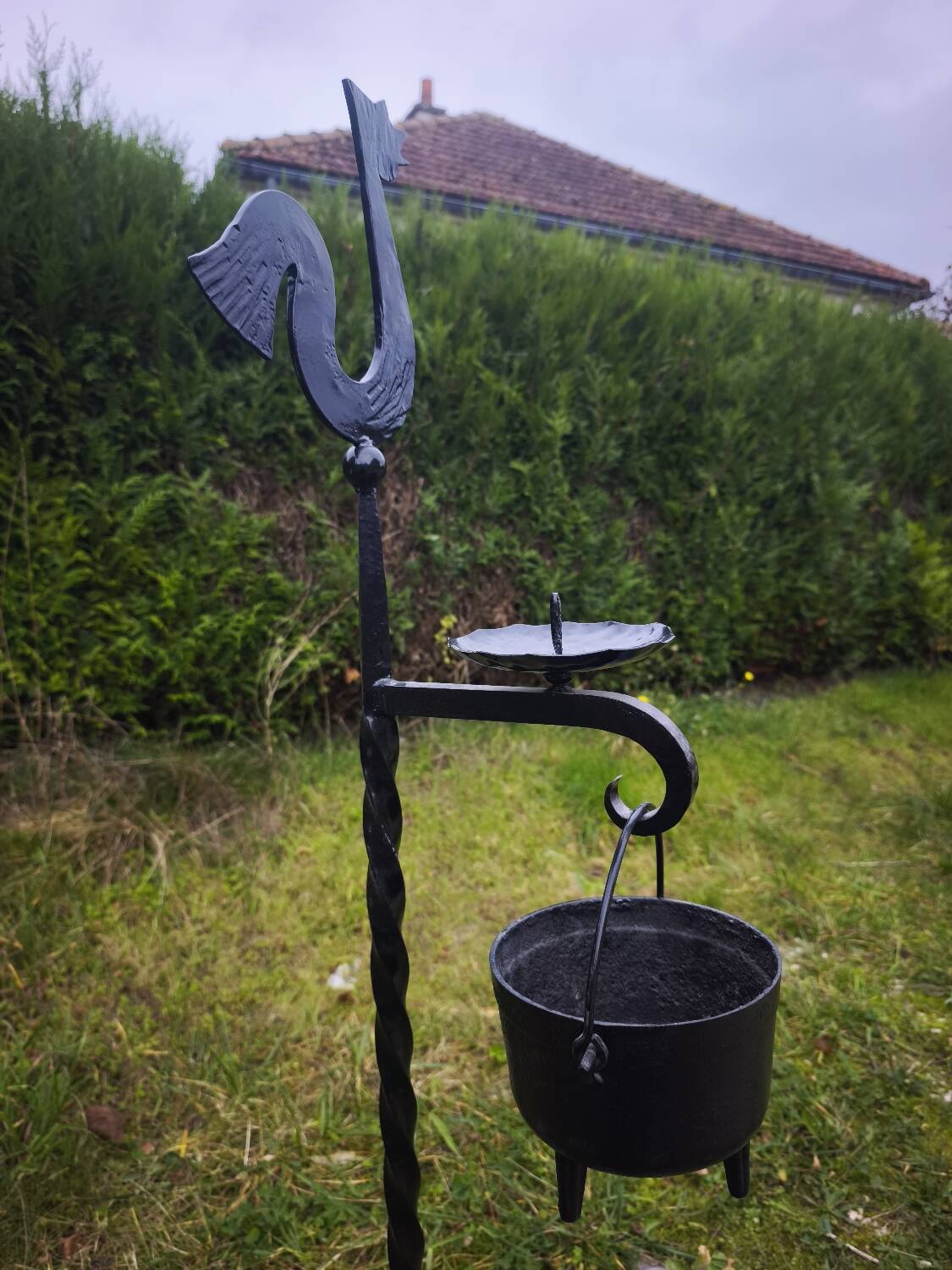 Wrought iron decoration rooster candlestick and plant holder