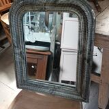 Wooden frame mirror patinated black plaster