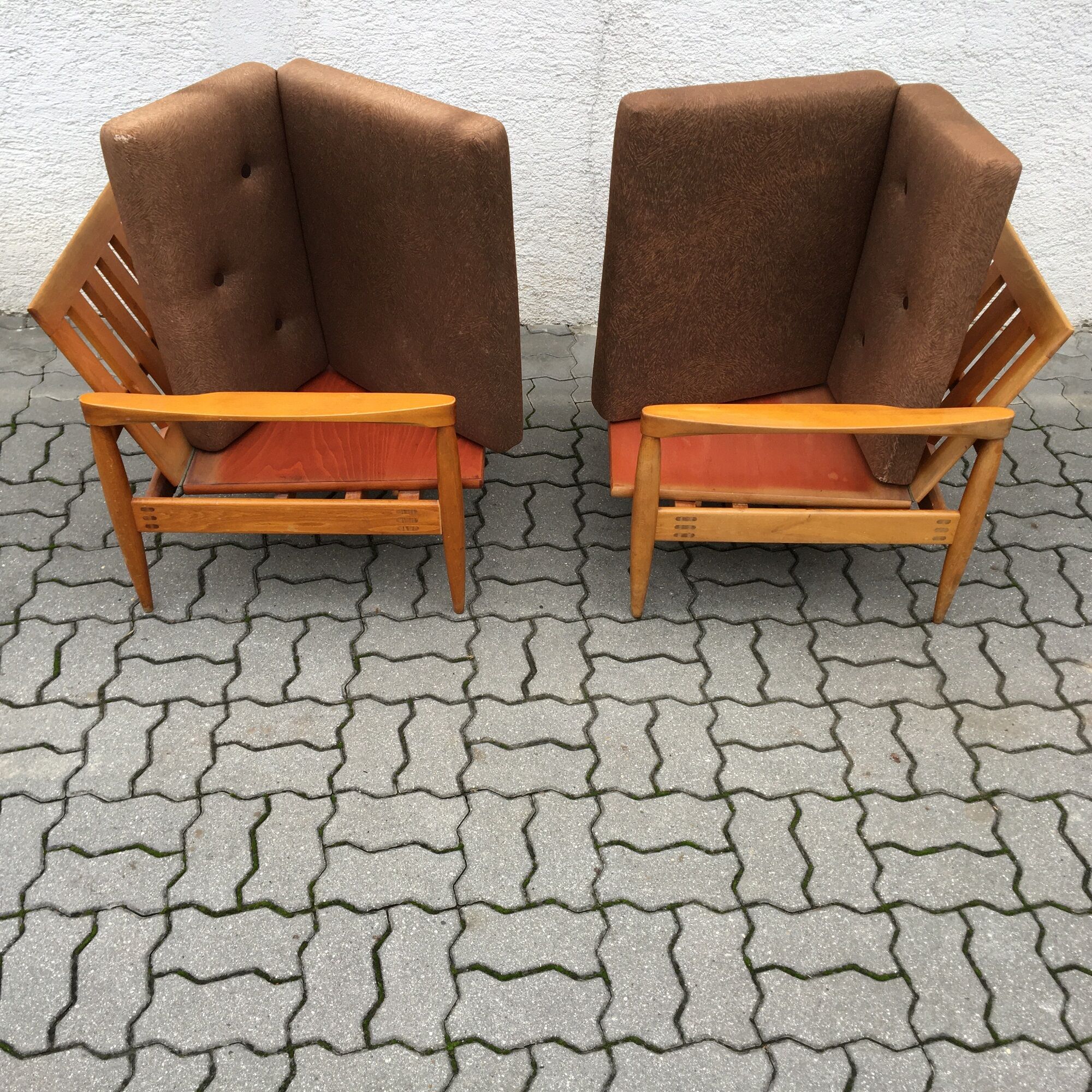 Vintage miroslav navratil lounge chairs adjustable mid century 60s