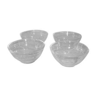 4 Duralex bowls in vintage transparent glass