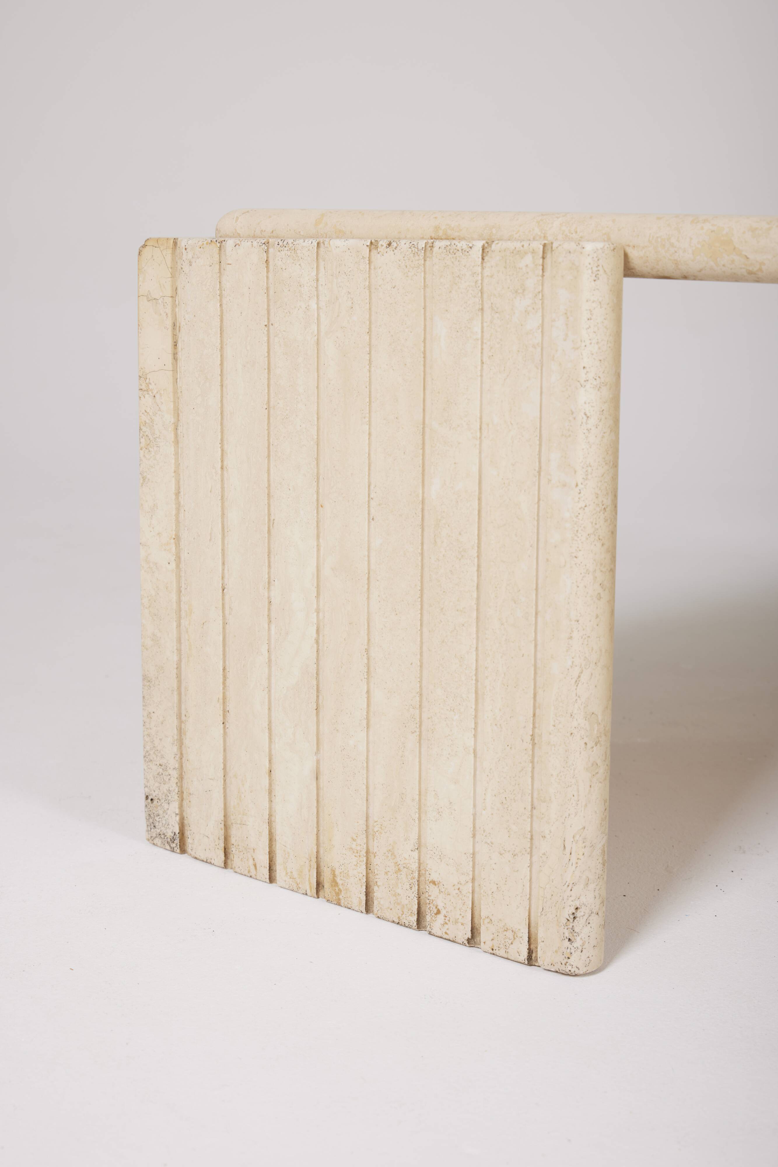 Travertine coffee table in eye shape, 1970s