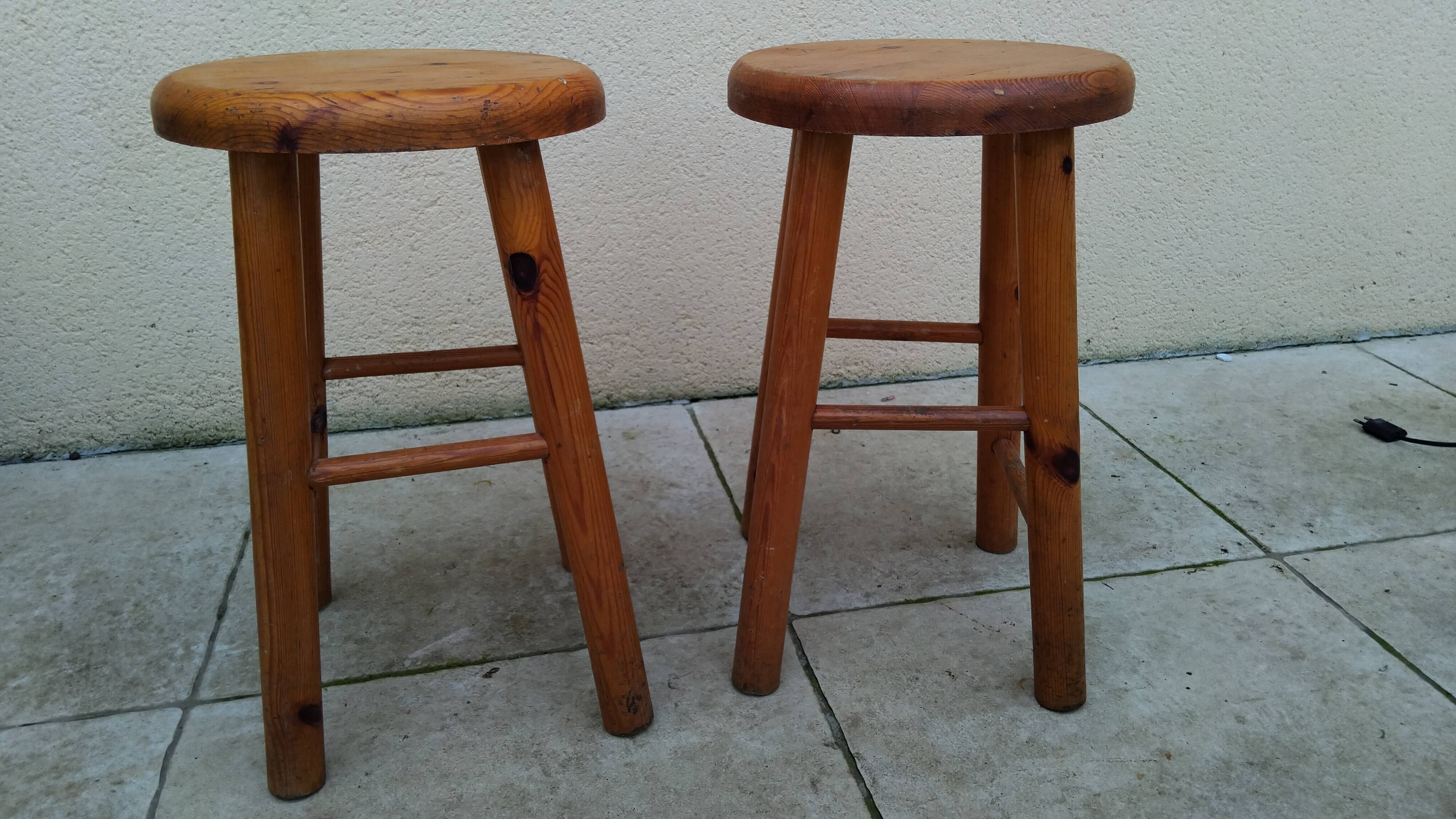 Pair of vintage pine stools