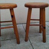 Pair of vintage pine stools