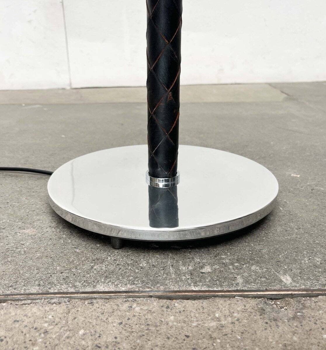 Leather floor lamp Model Flet modern Danish mid-century by Jo Hammerborg for Fog & Mørup, 1960s